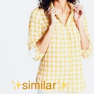Croft & Barrow Butter Yellow Gingham Button Down Shirt